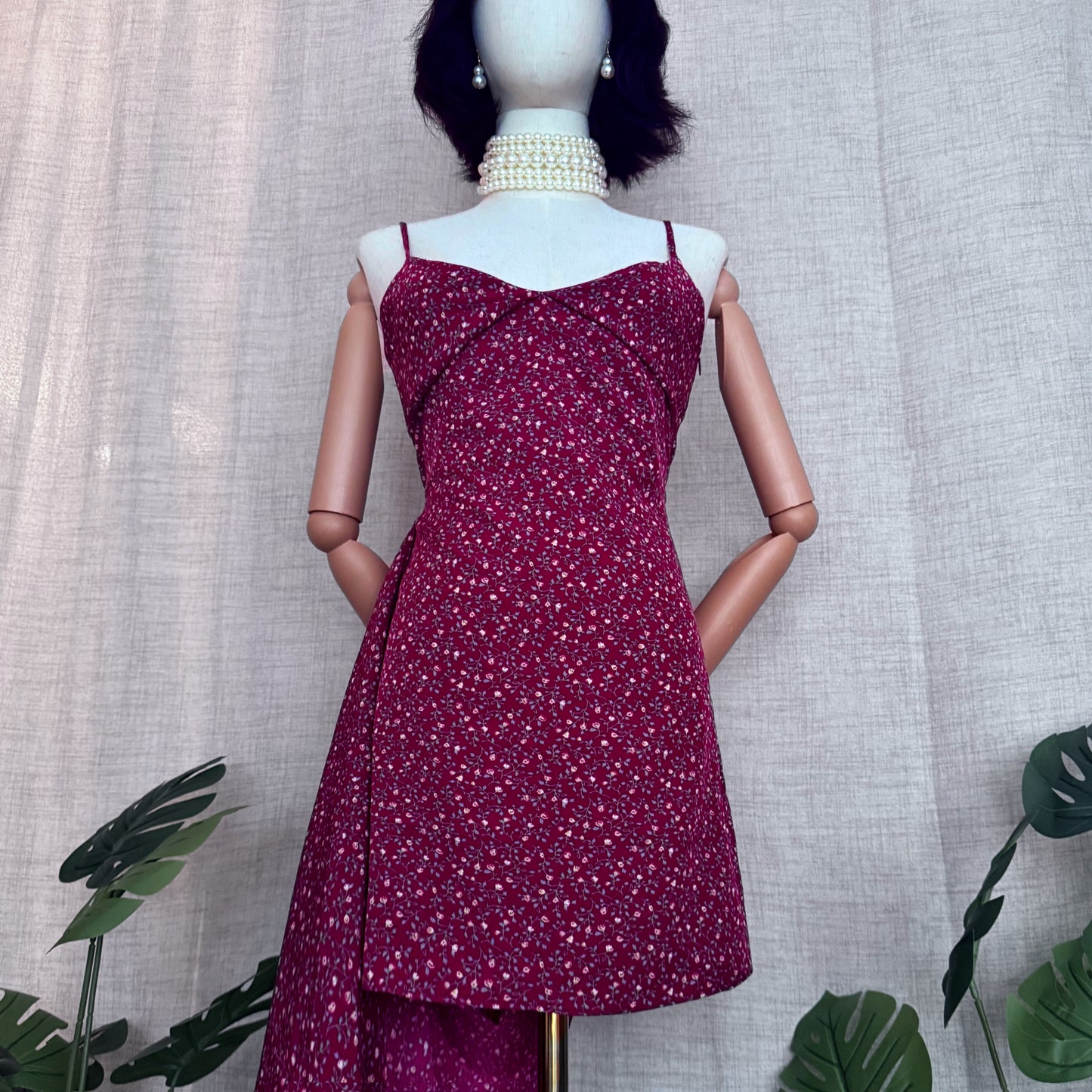 Bonita Layered Burgundy Floral Dress