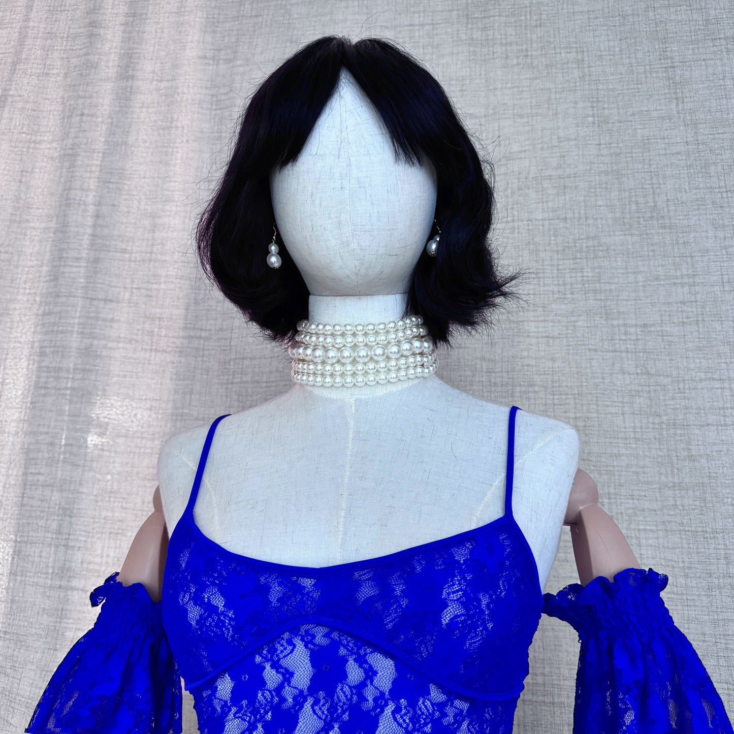 Electric Blue Stretchy Lace Maxi Bodycon Dress
