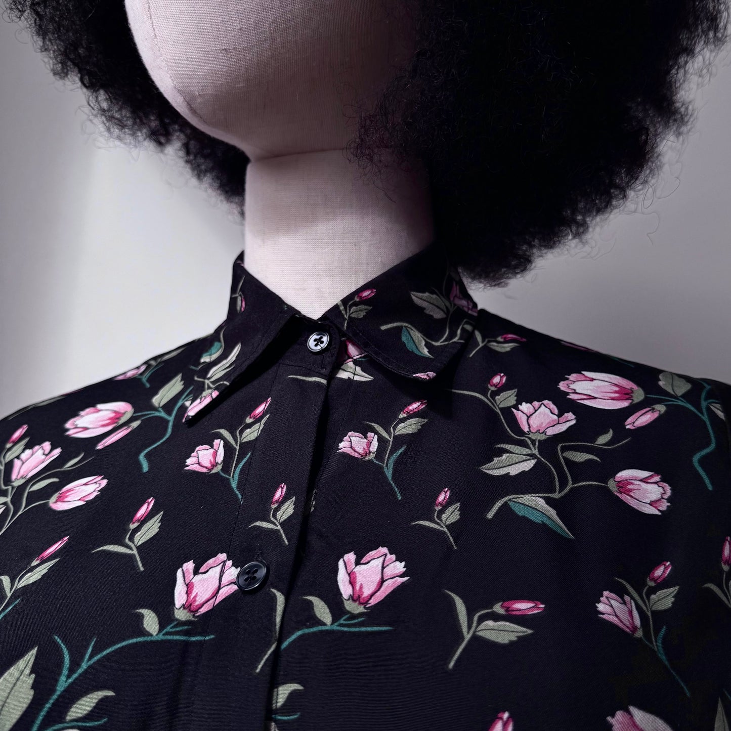 Floral Girl Black And Pink Shirt Two Piece Set