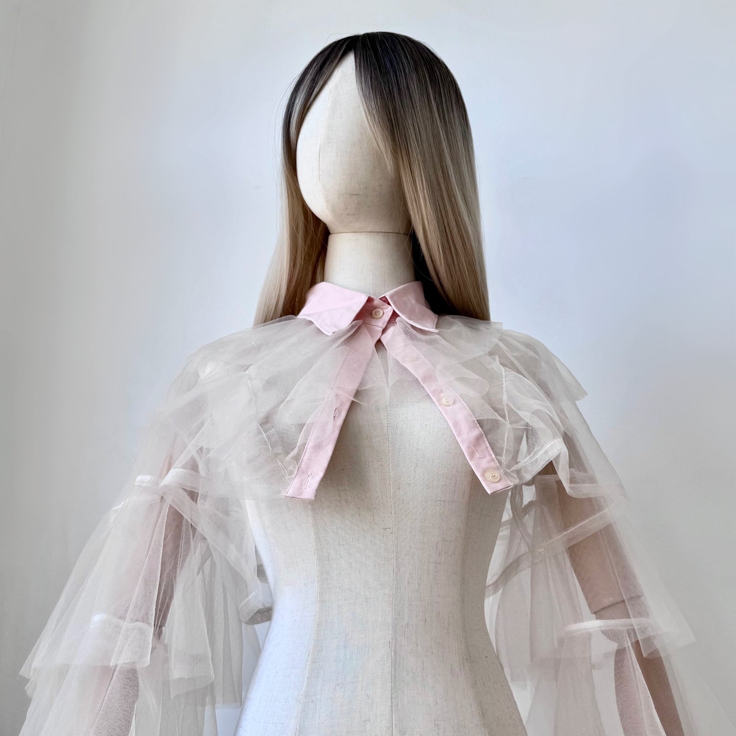 Pastel Origami Princess Ruffled Cropped Shirt Blouse