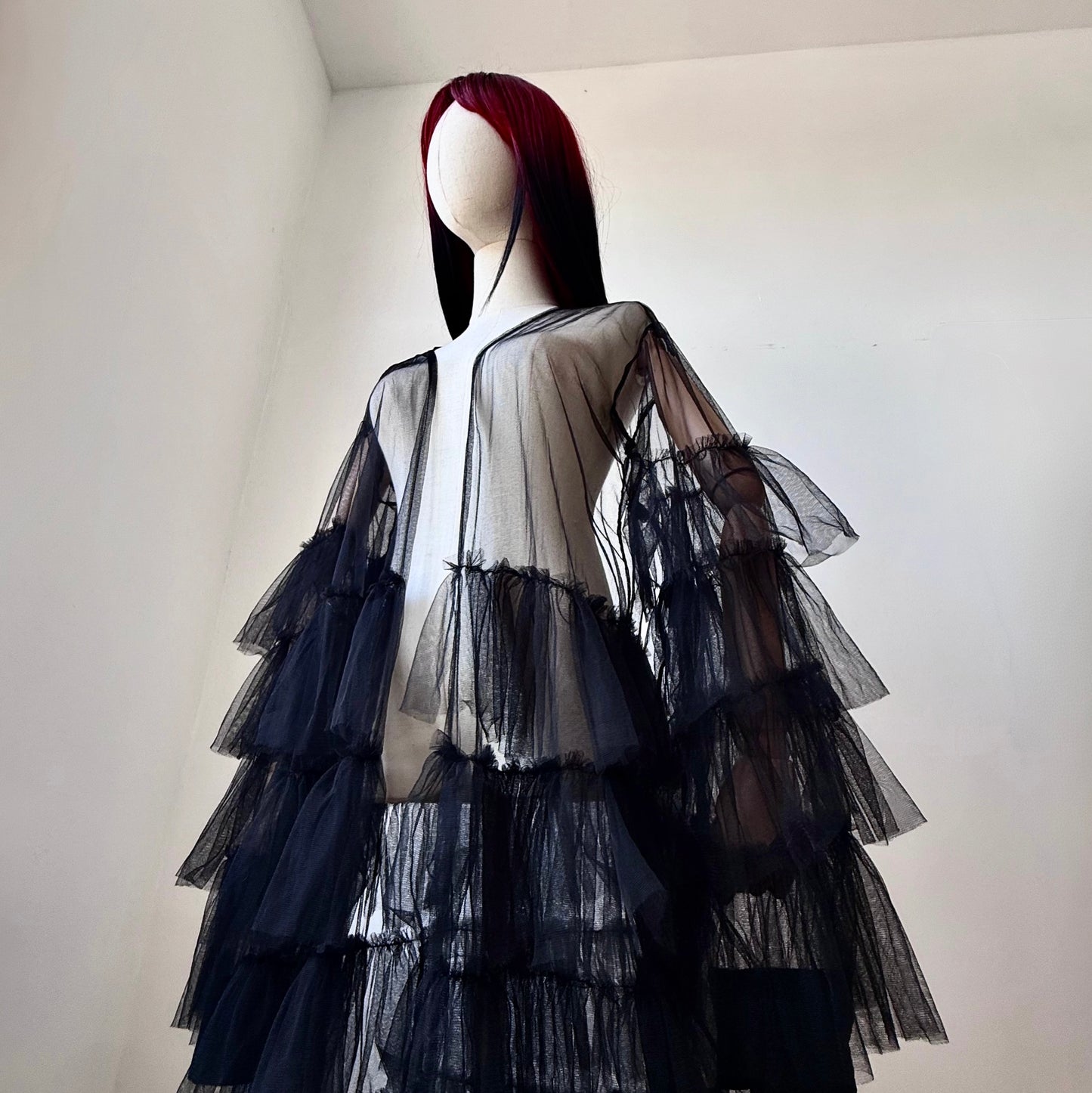 Black Origami Queen Maxi Ruffled Duster