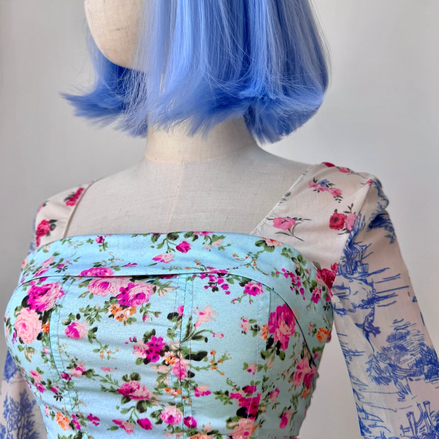 Floral Bae Pastel Blue Asymmetric Floral Skirt Tube Top Set