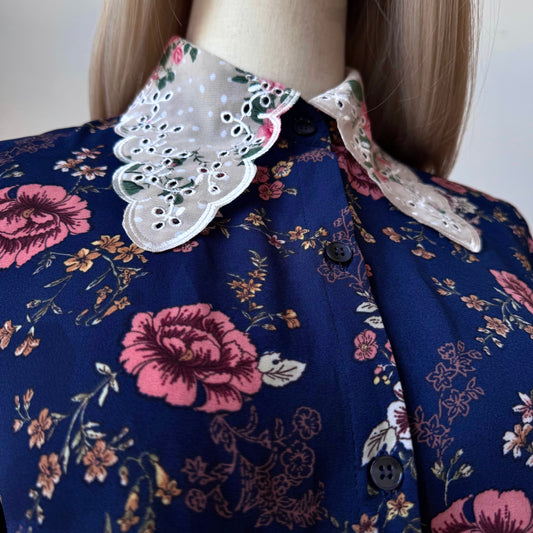 Floral Girl Blue And Pink Short Sleeves Two Piece Set