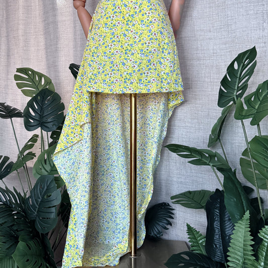 Floral Girl Layered Yellow Wrap Dress