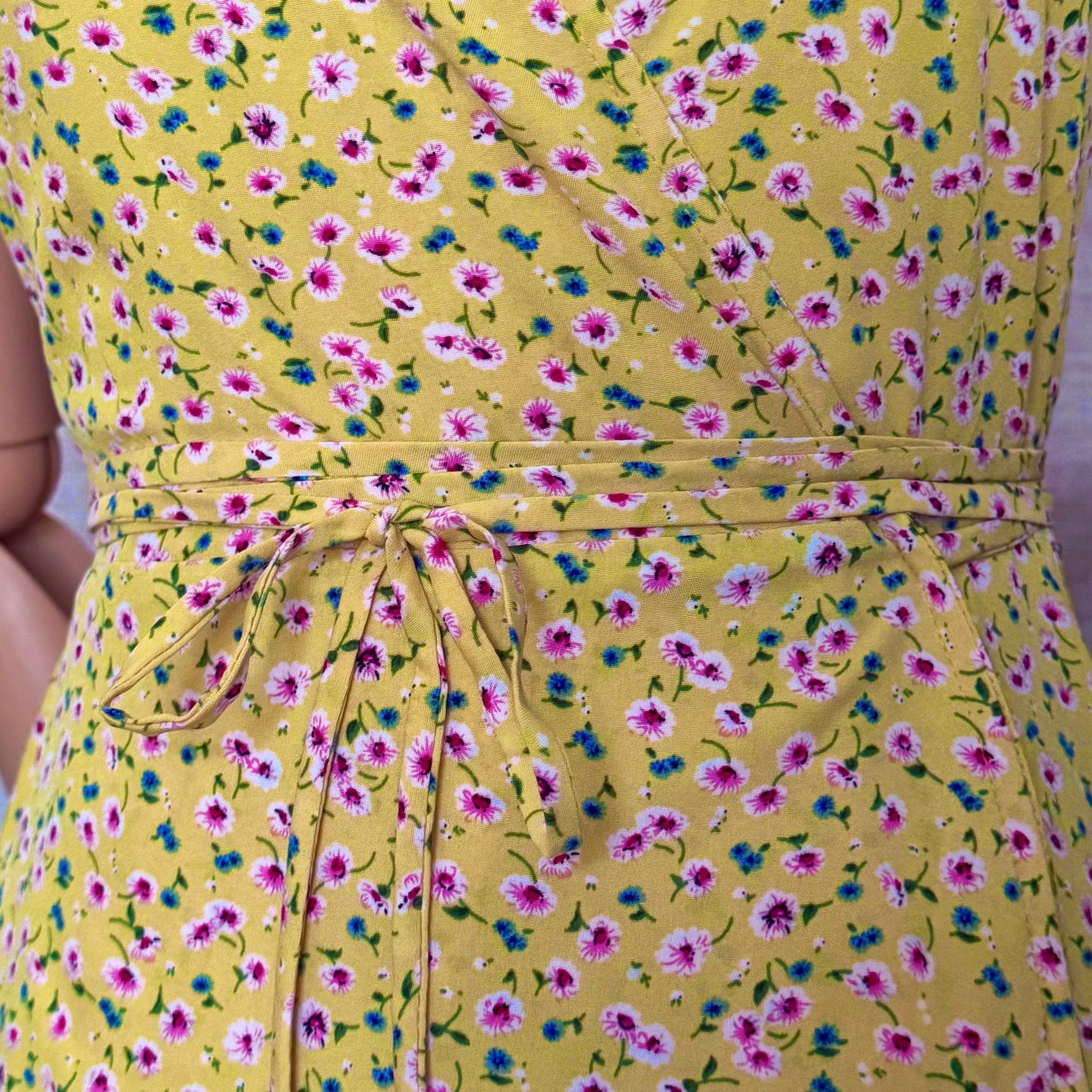Floral Girl Mustard Yellow Wrap Dress