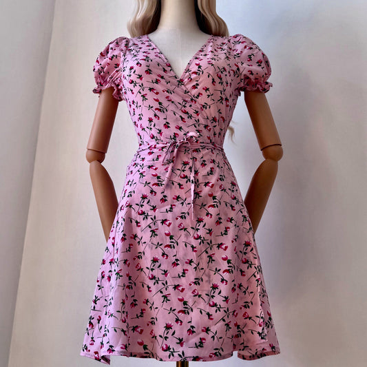 Floral Girl Pastel Pink Wrap Dress