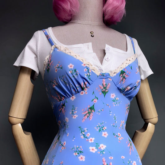Floral Girl Romantic Blue Dress