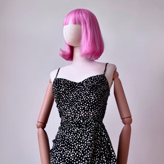 Goth Bae Dotted Layered Printed Black Dress