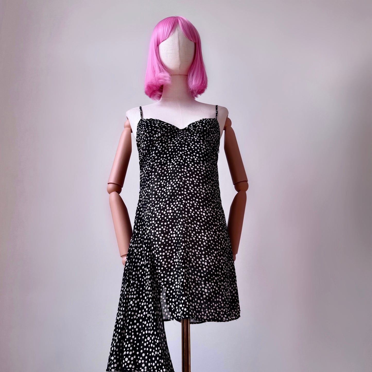 Goth Bae Dotted Layered Printed Black Dress