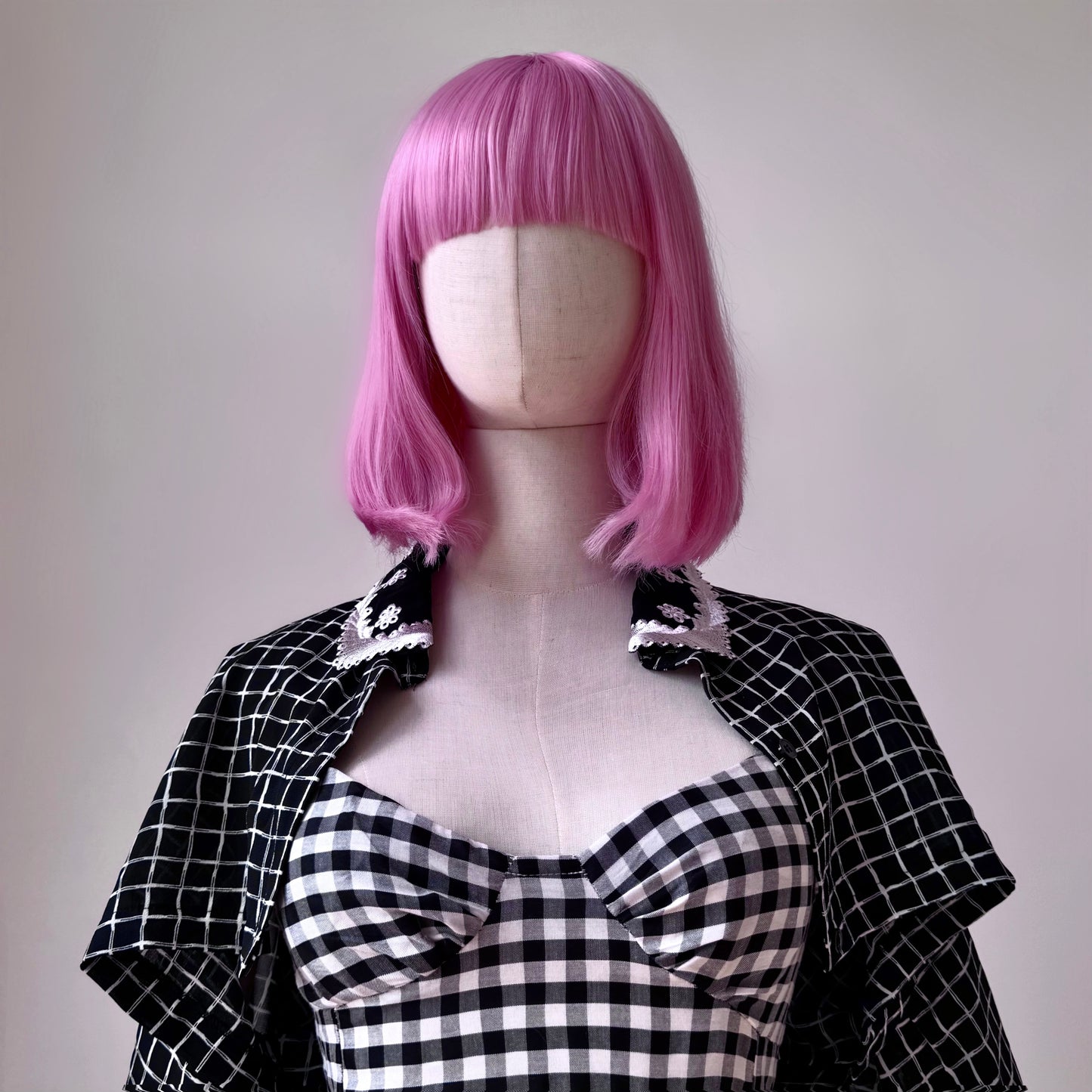 Mean Girl Black And White Plaid Cropped Shirt Dress Set