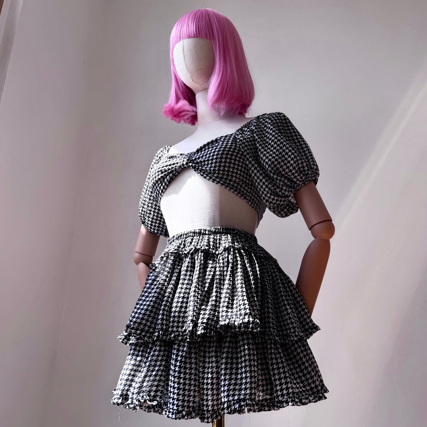 Mean Girl Black And White Puffy Sleeves Two Piece Set