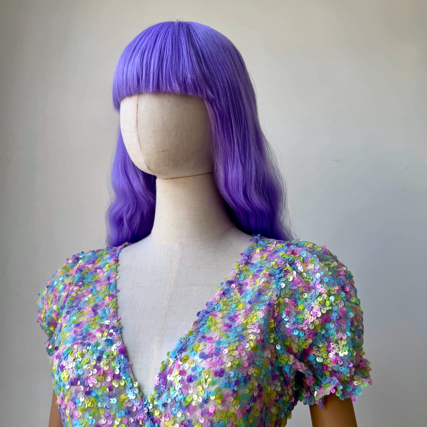 Pastel Rainbow Sequined Wrap Dress