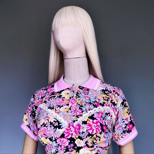 Princess Mononoke Pink Floral Girl Dress Polo Set