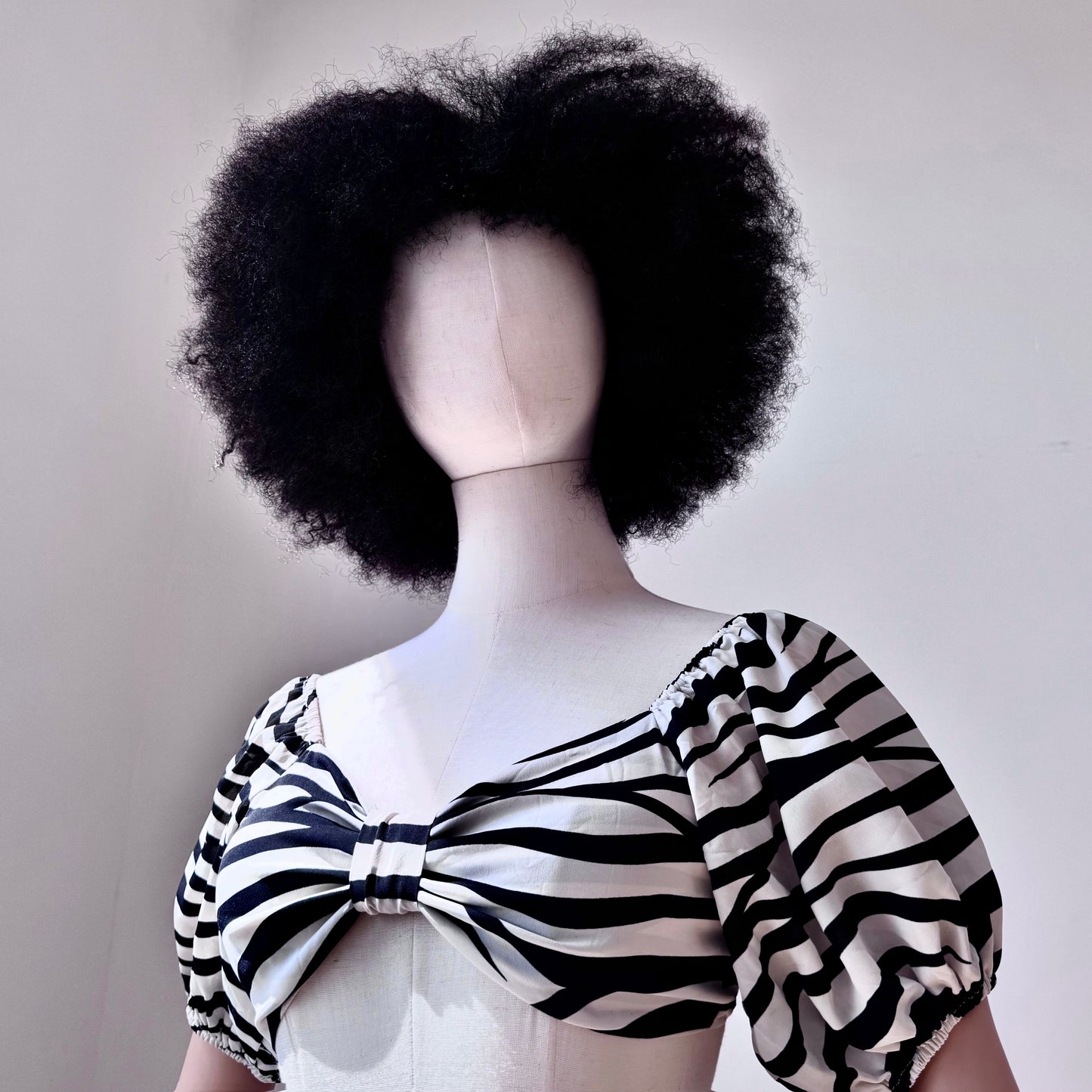 Tribe Master Black And White Puffy Sleeves Two Piece Set