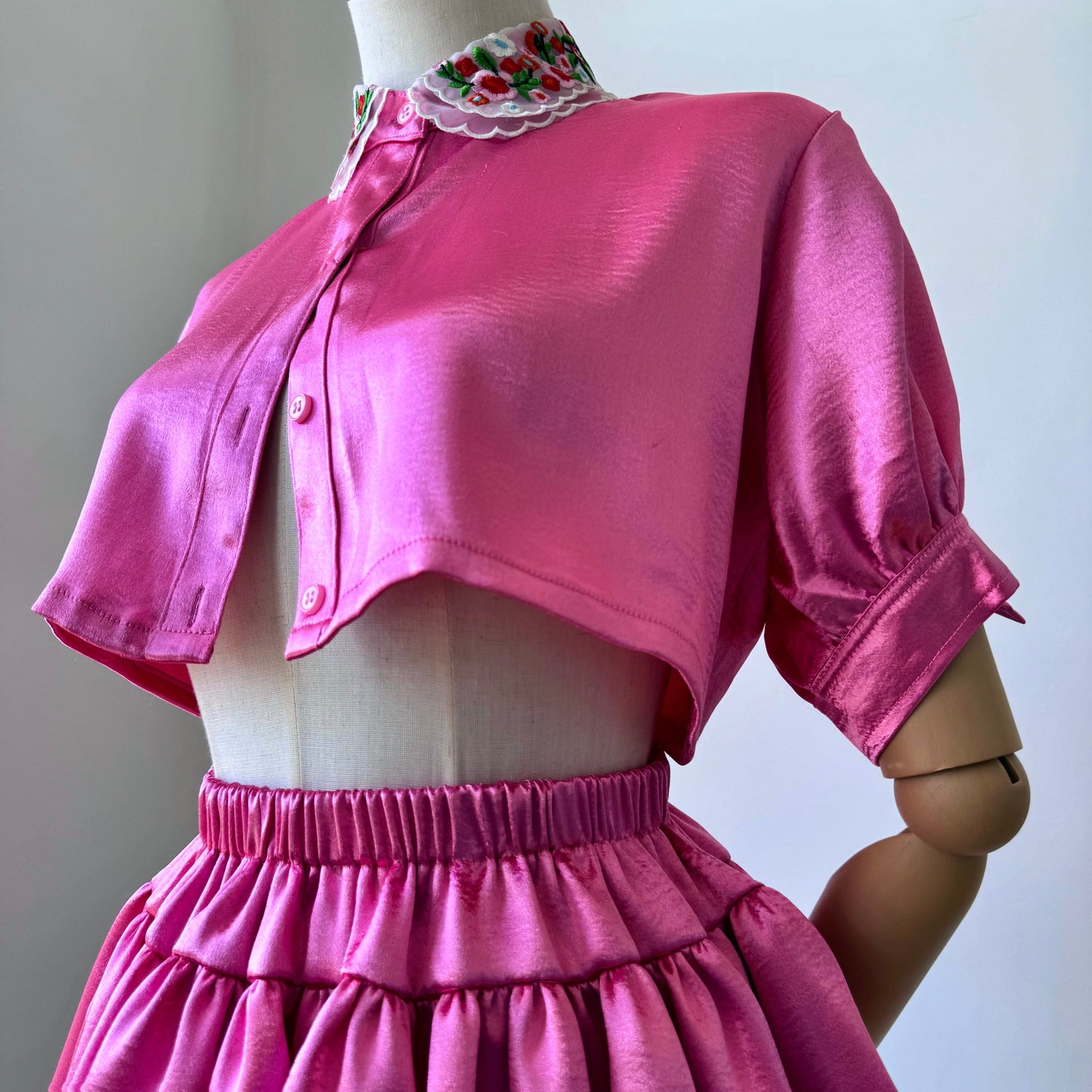 Barbie Girl Pink Metal Skirt Top Set