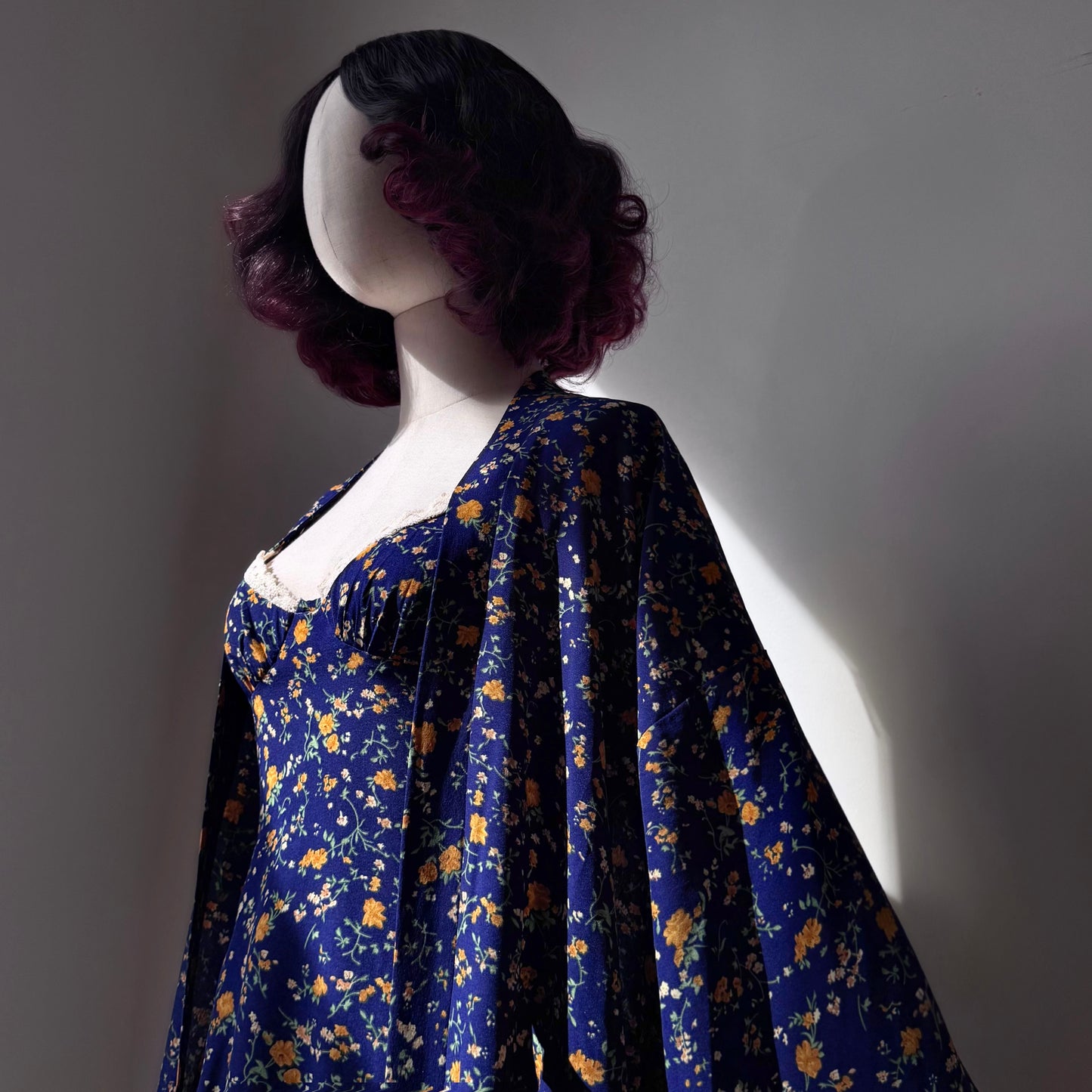 Bonita Blue Floral Kimono Dress Set