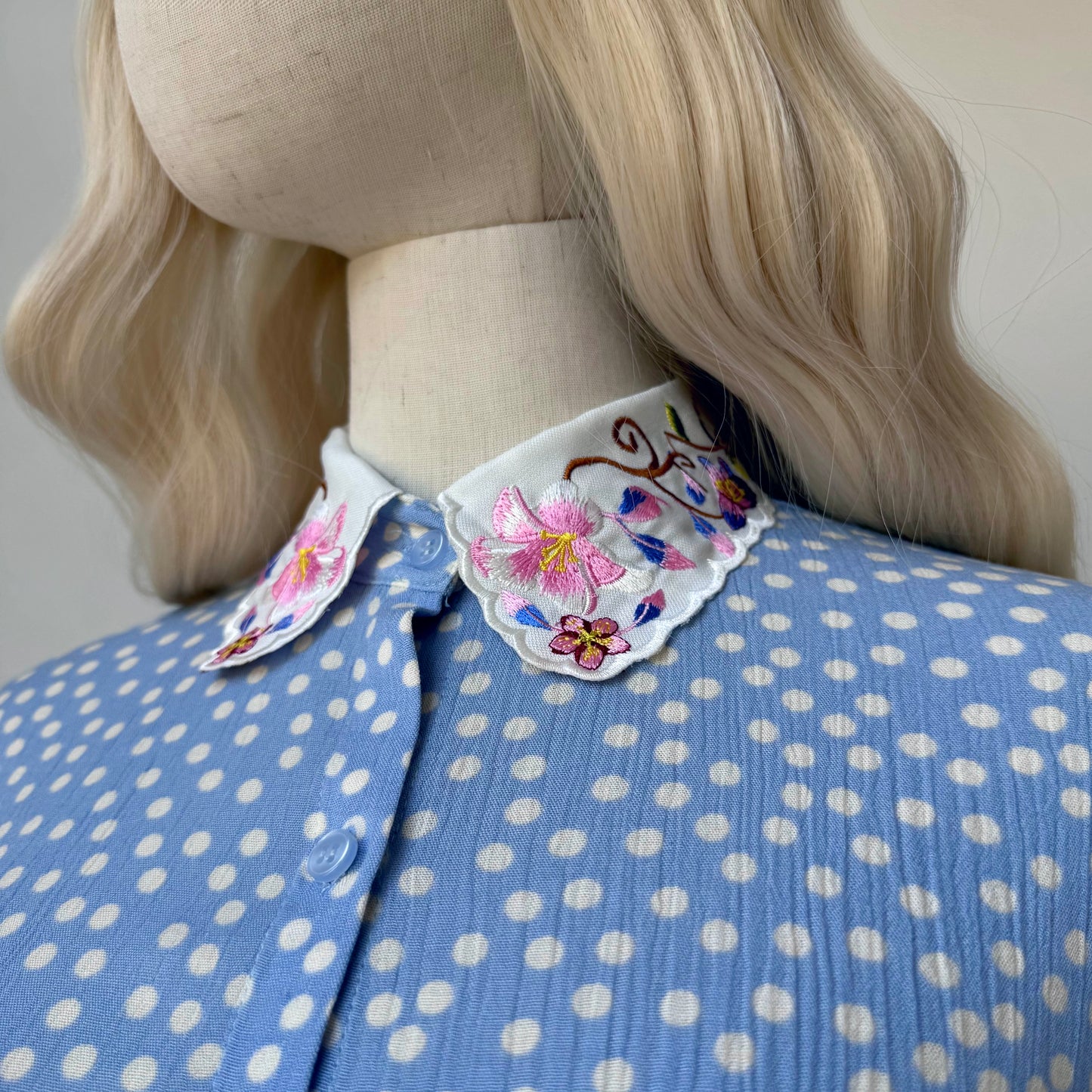 Bonita Blue Printed Polka Dots Skirt Top Set