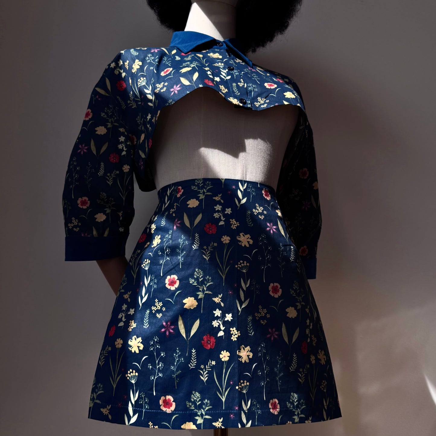 Bonita Blue Summer Floral Shirt Two Piece Set