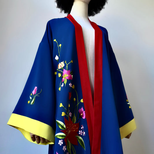 Bonita Colorblock Floral Print Kimono