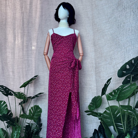 Bonita Layered Burgundy Floral Dress