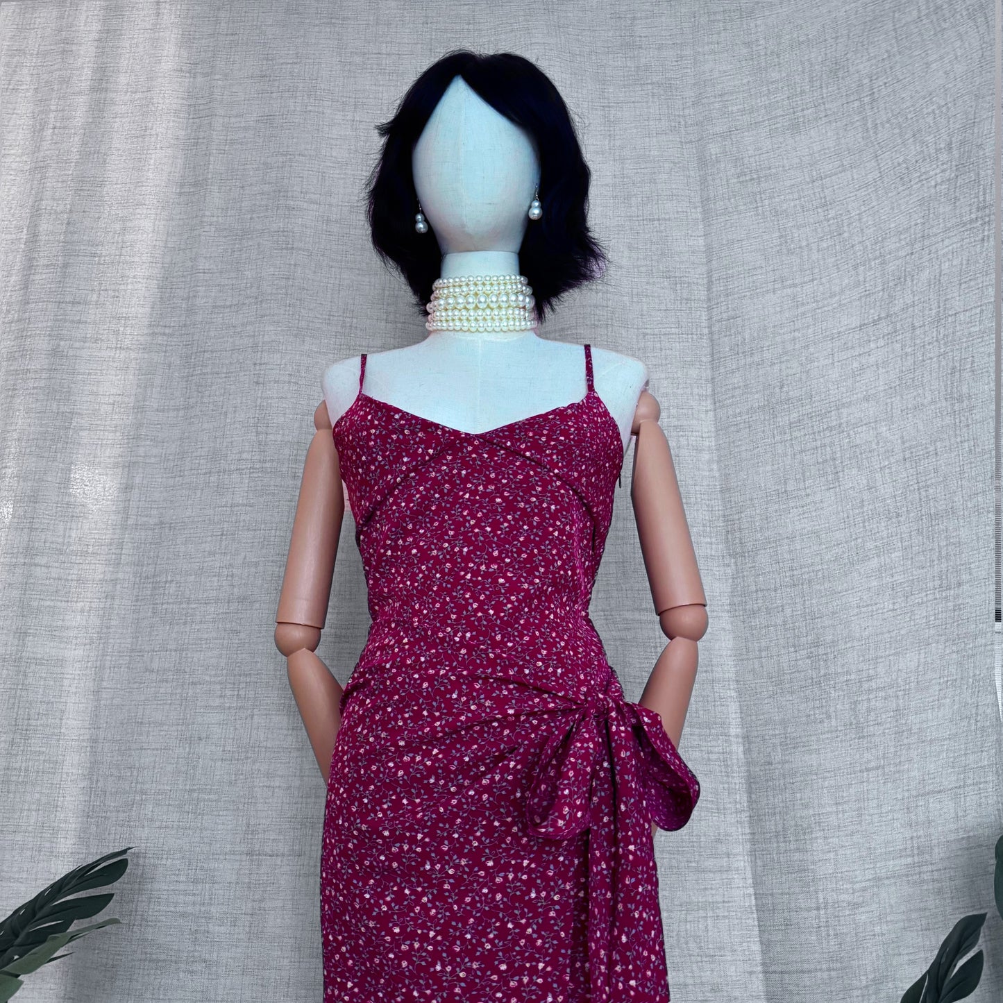 Bonita Layered Burgundy Floral Dress