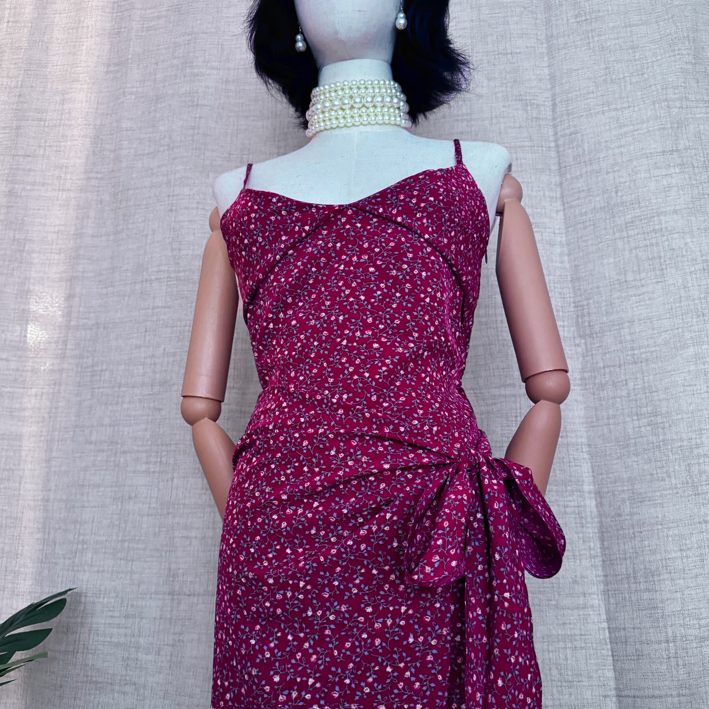 Bonita Layered Burgundy Floral Dress