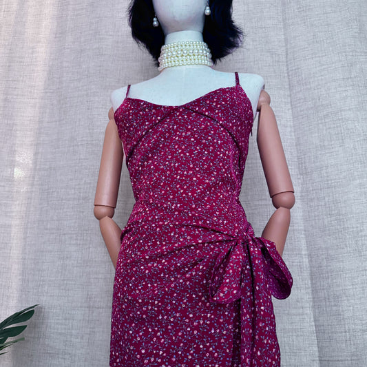 Bonita Layered Burgundy Floral Dress
