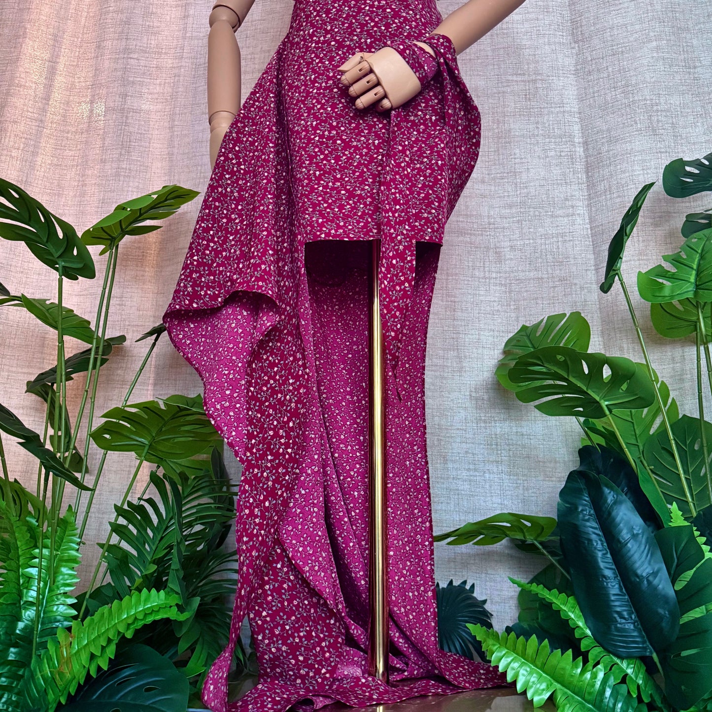 Bonita Layered Burgundy Floral Dress