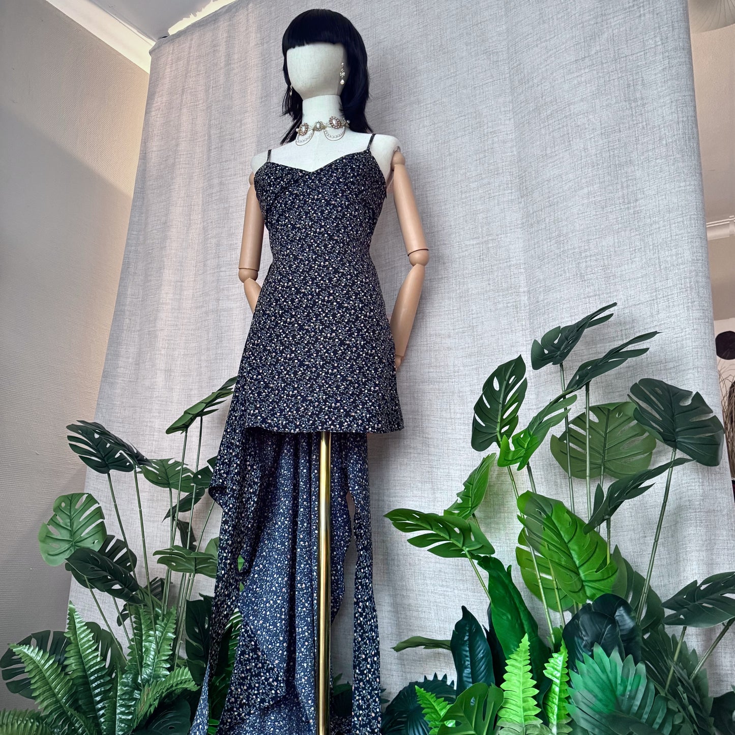 Bonita Layered Floral Black Dress
