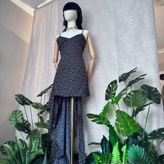 Bonita Layered Floral Black Dress