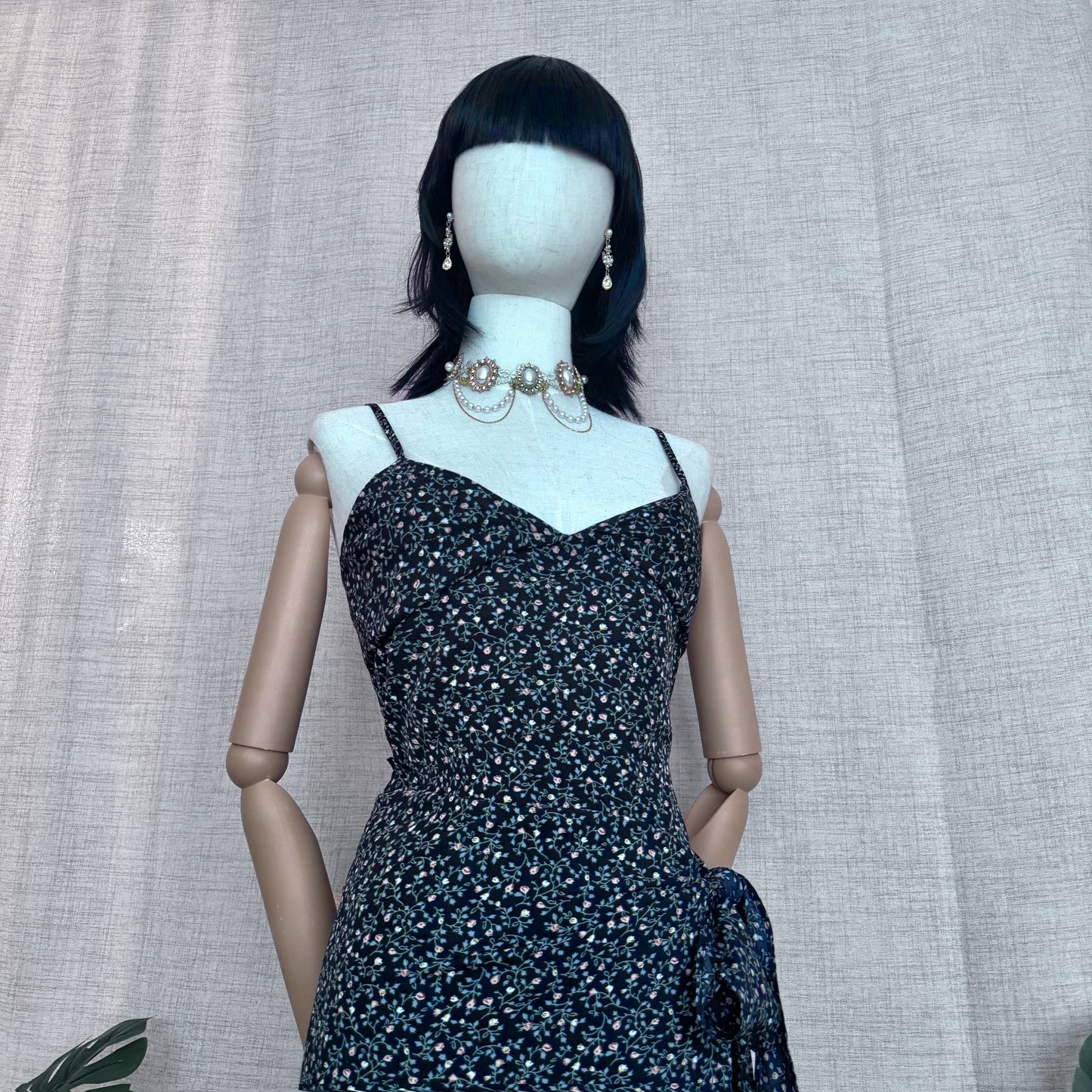 Bonita Layered Floral Black Dress
