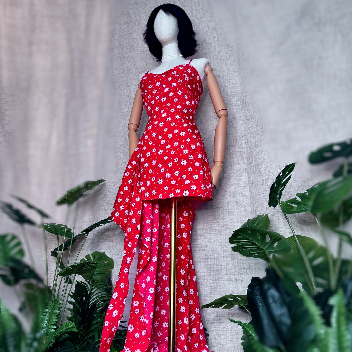 Bonita Layered Red Floral Dress
