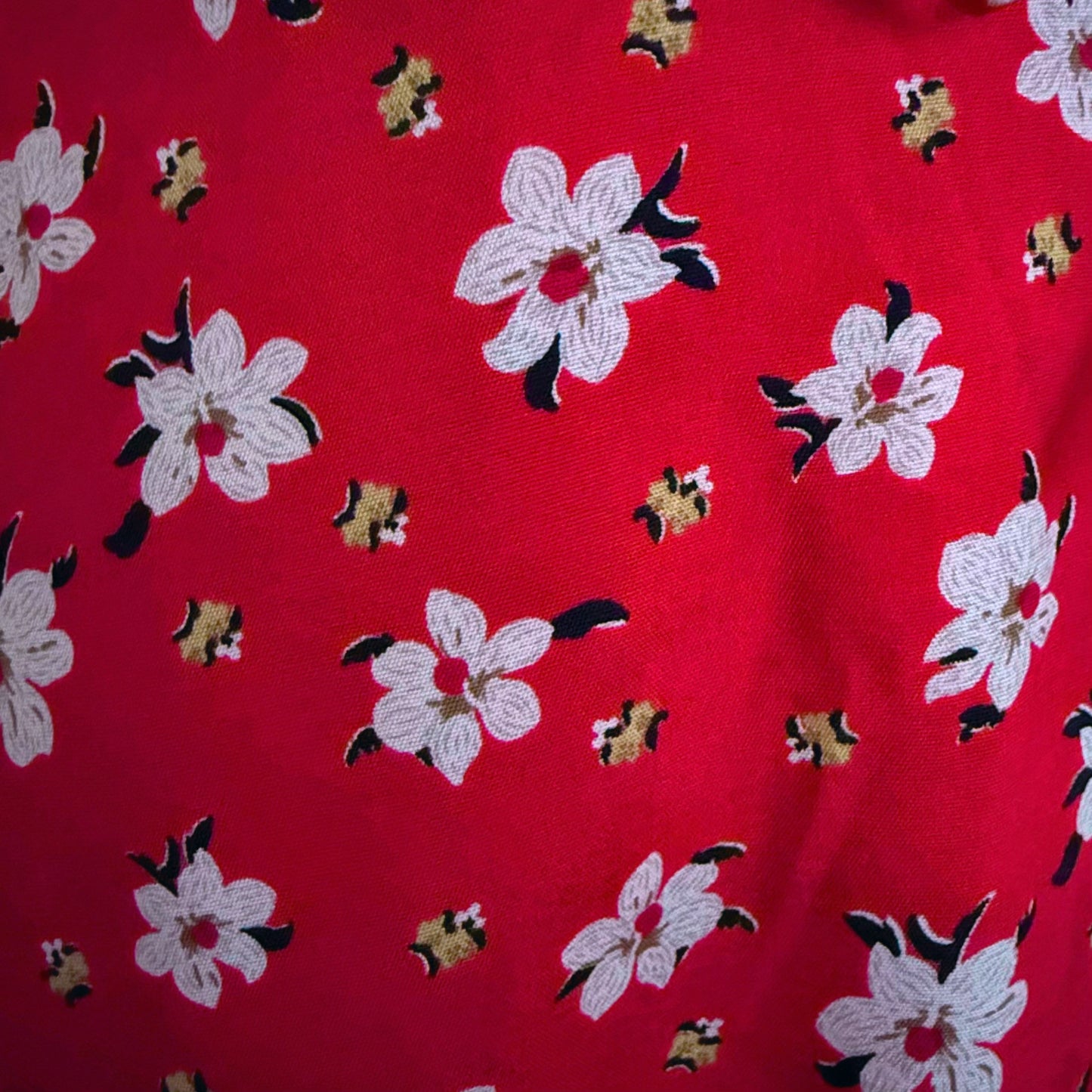 Bonita White Floral Wrap Red Dress