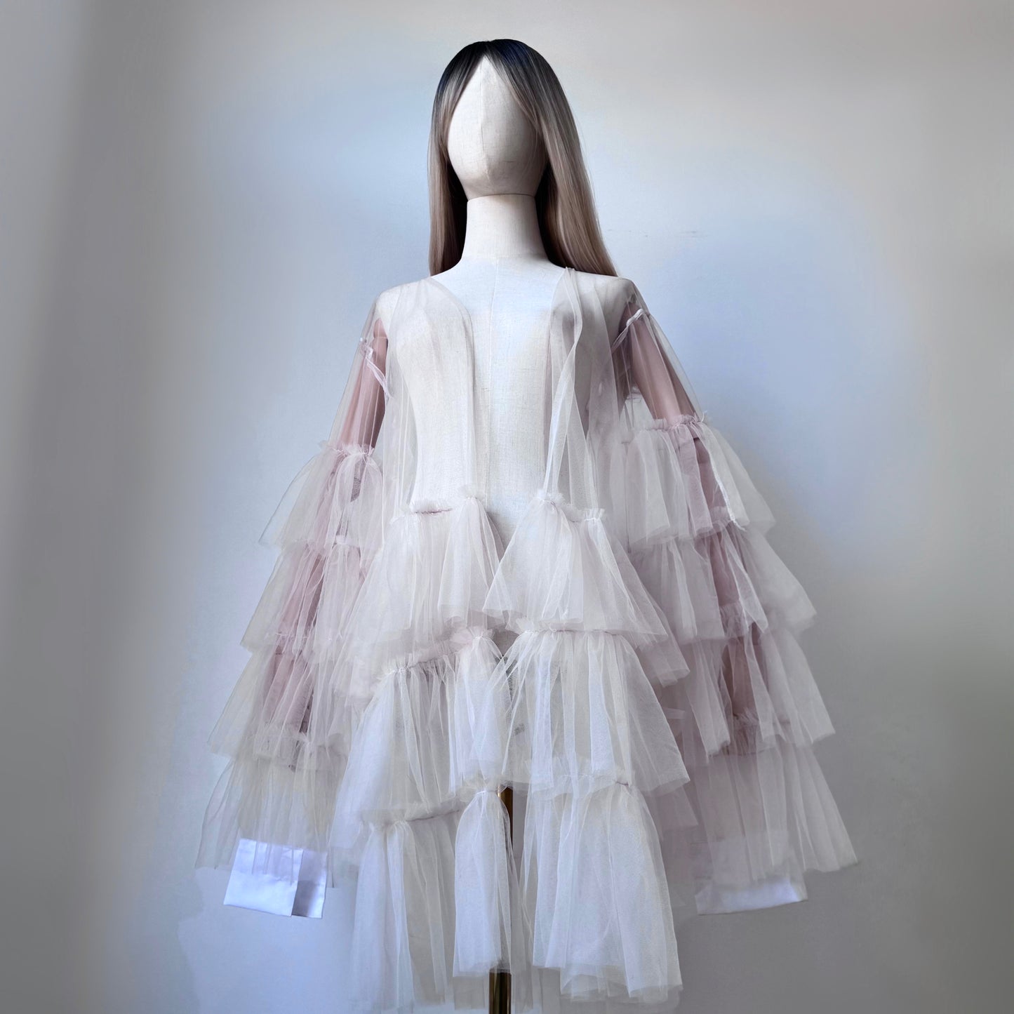 Cream Origami Queen Midi Ruffled Duster