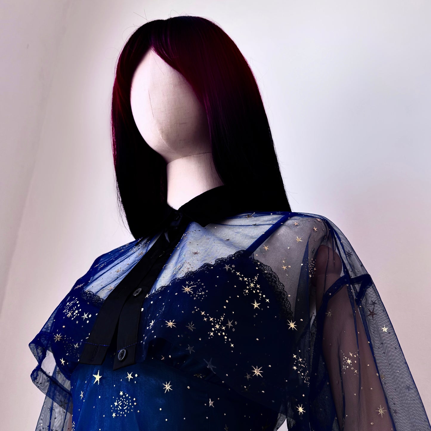 Space Bae Blue Gold Starlight Dress Cropped Blouse Set
