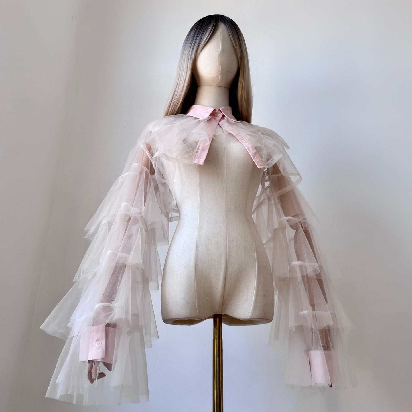Pastel Origami Princess Ruffled Cropped Shirt Blouse