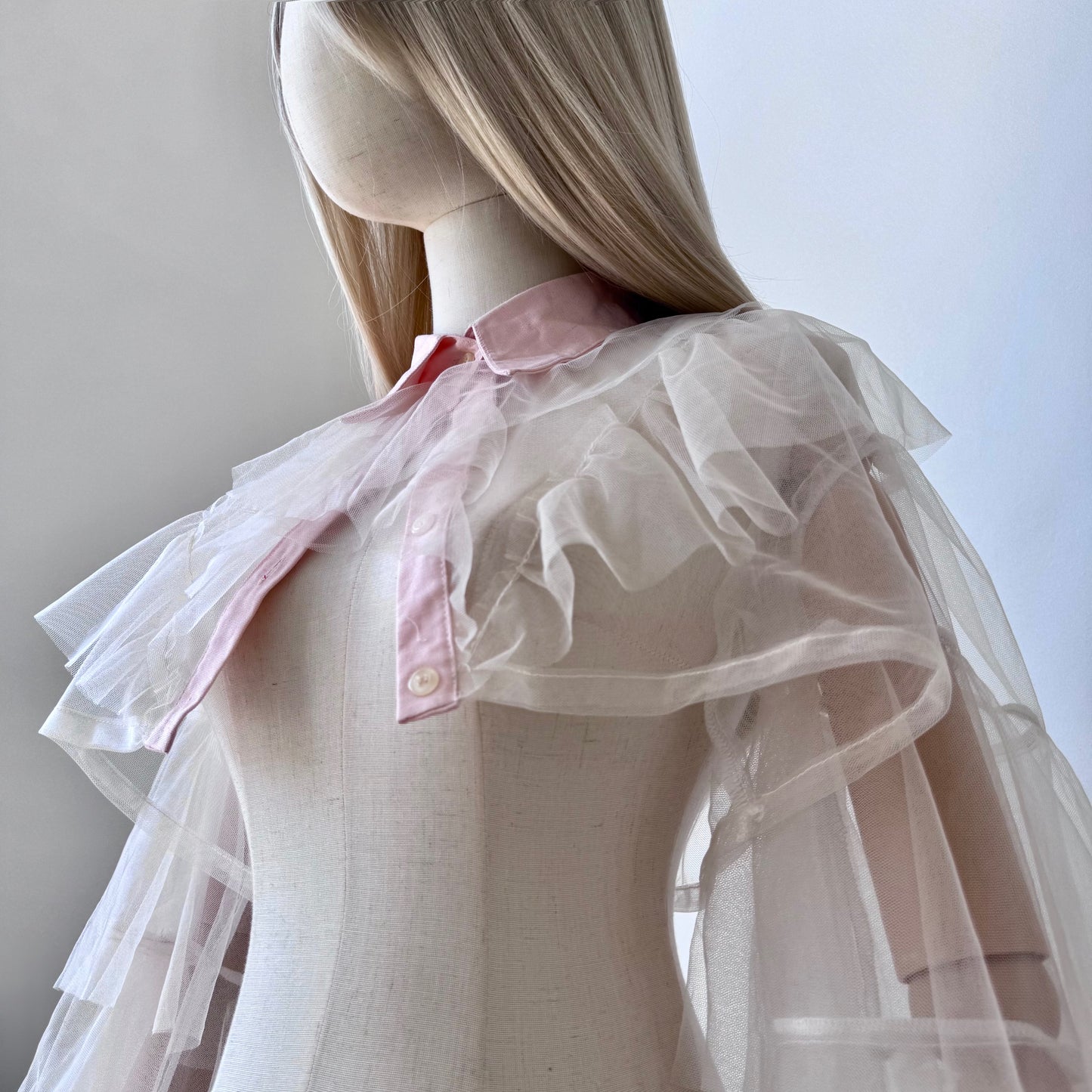 Pastel Origami Princess Ruffled Cropped Shirt Blouse