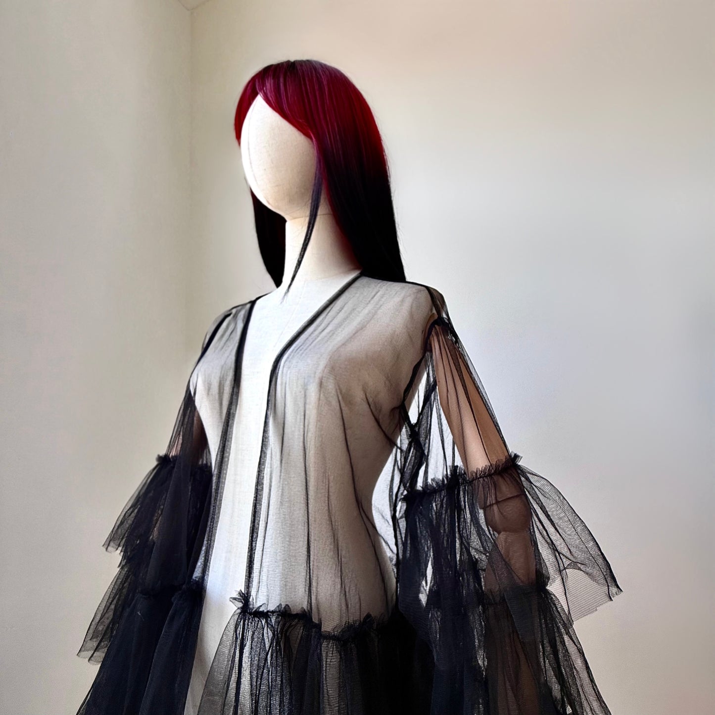 Black Origami Queen Maxi Ruffled Duster