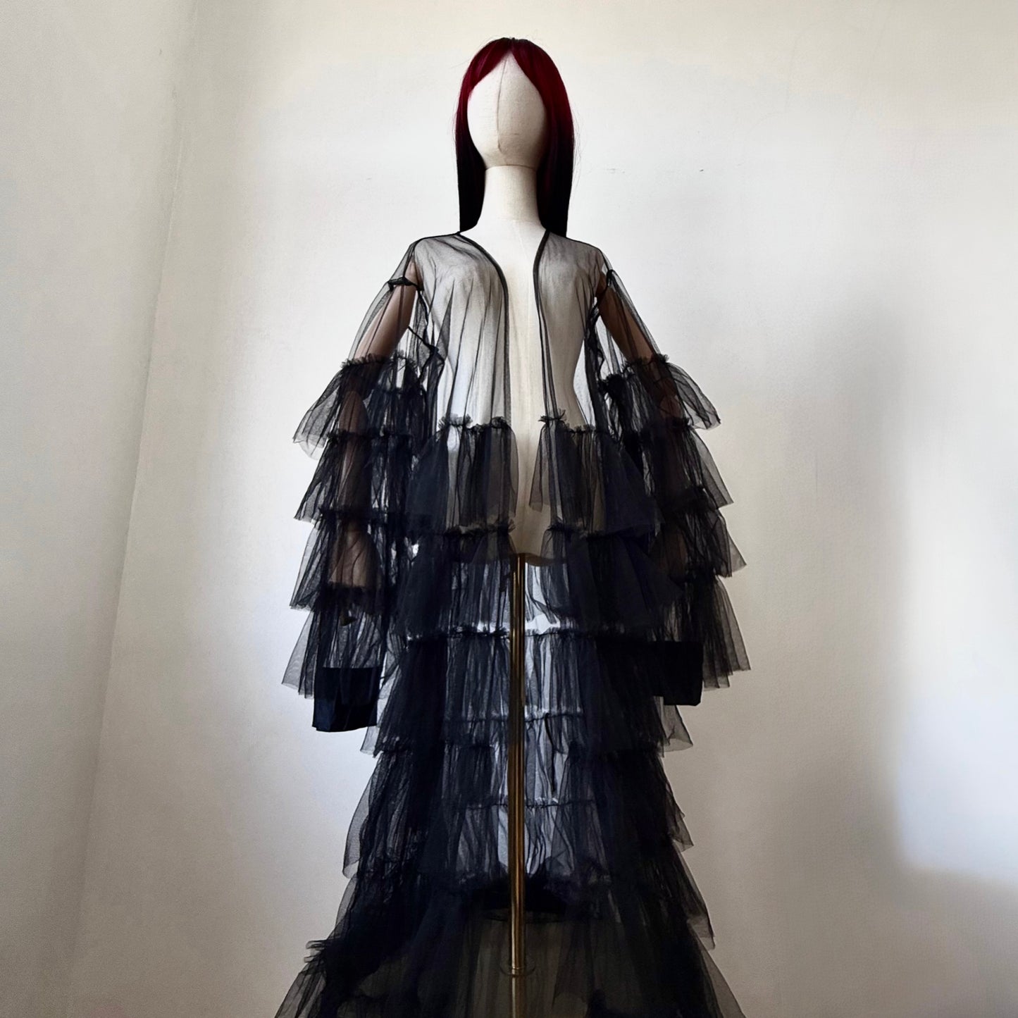 Black Origami Queen Maxi Ruffled Duster