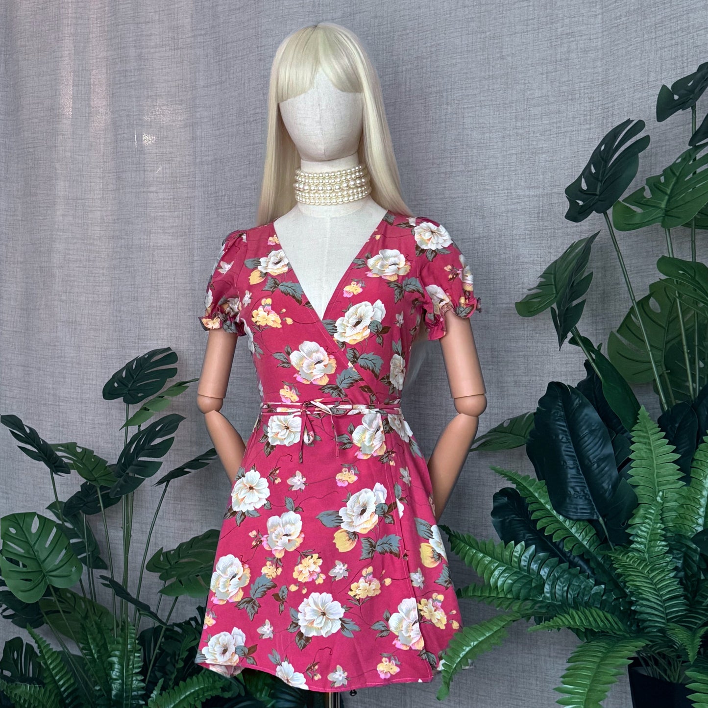 Floral Bae Deep Pink Wrap Dress