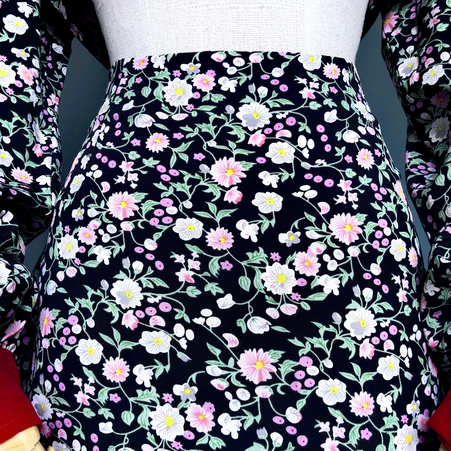 Floral Bae Red Collar Skirt Cropped Blouse Set