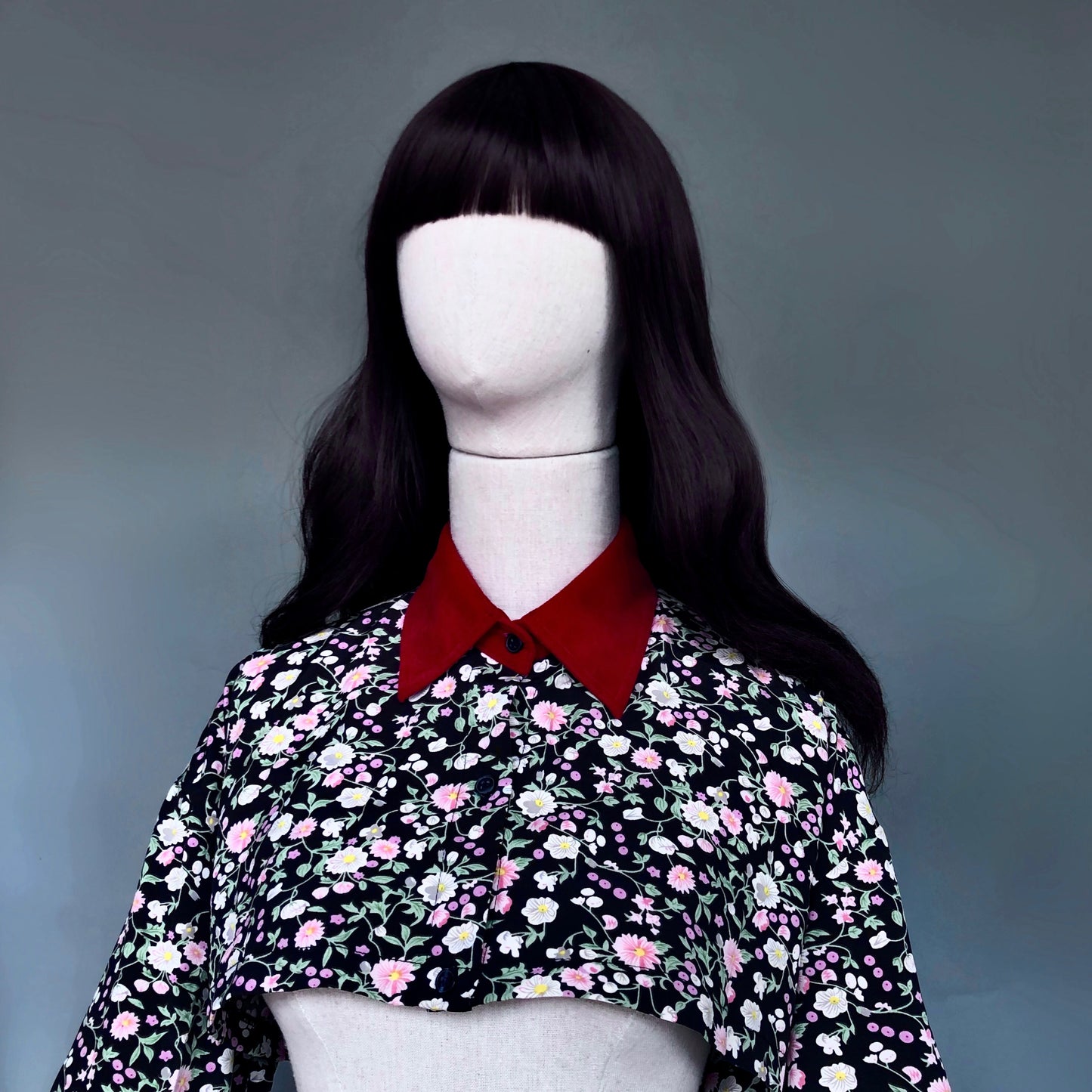 Floral Bae Red Collar Skirt Cropped Blouse Set