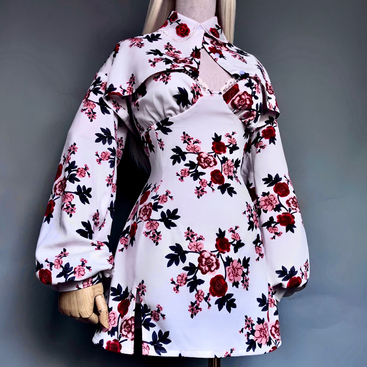 Floral Bae White Dress Cropped Blouse Set