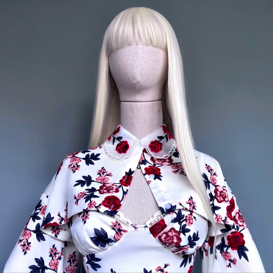 Floral Bae White Dress Cropped Blouse Set