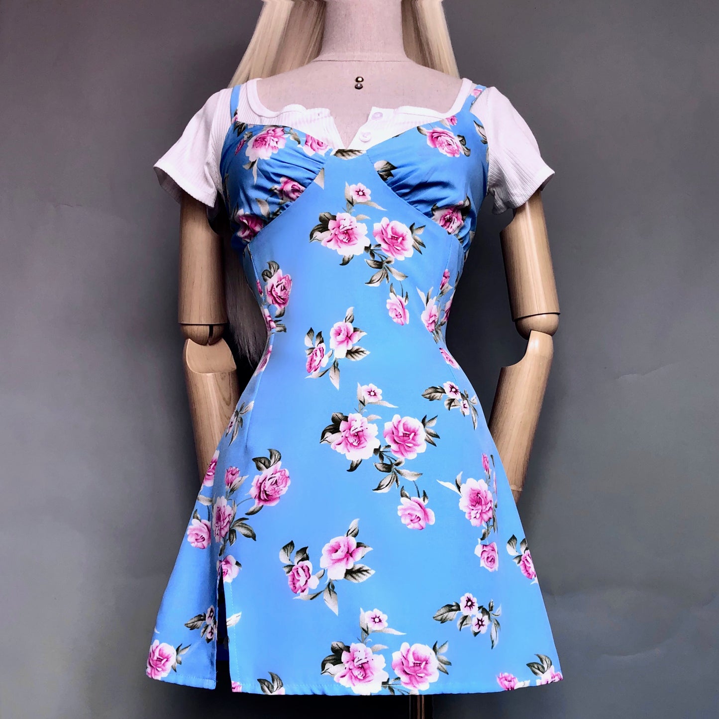 Floral Girl Blue Pink Dress