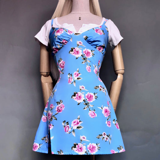 Floral Girl Blue Pink Dress