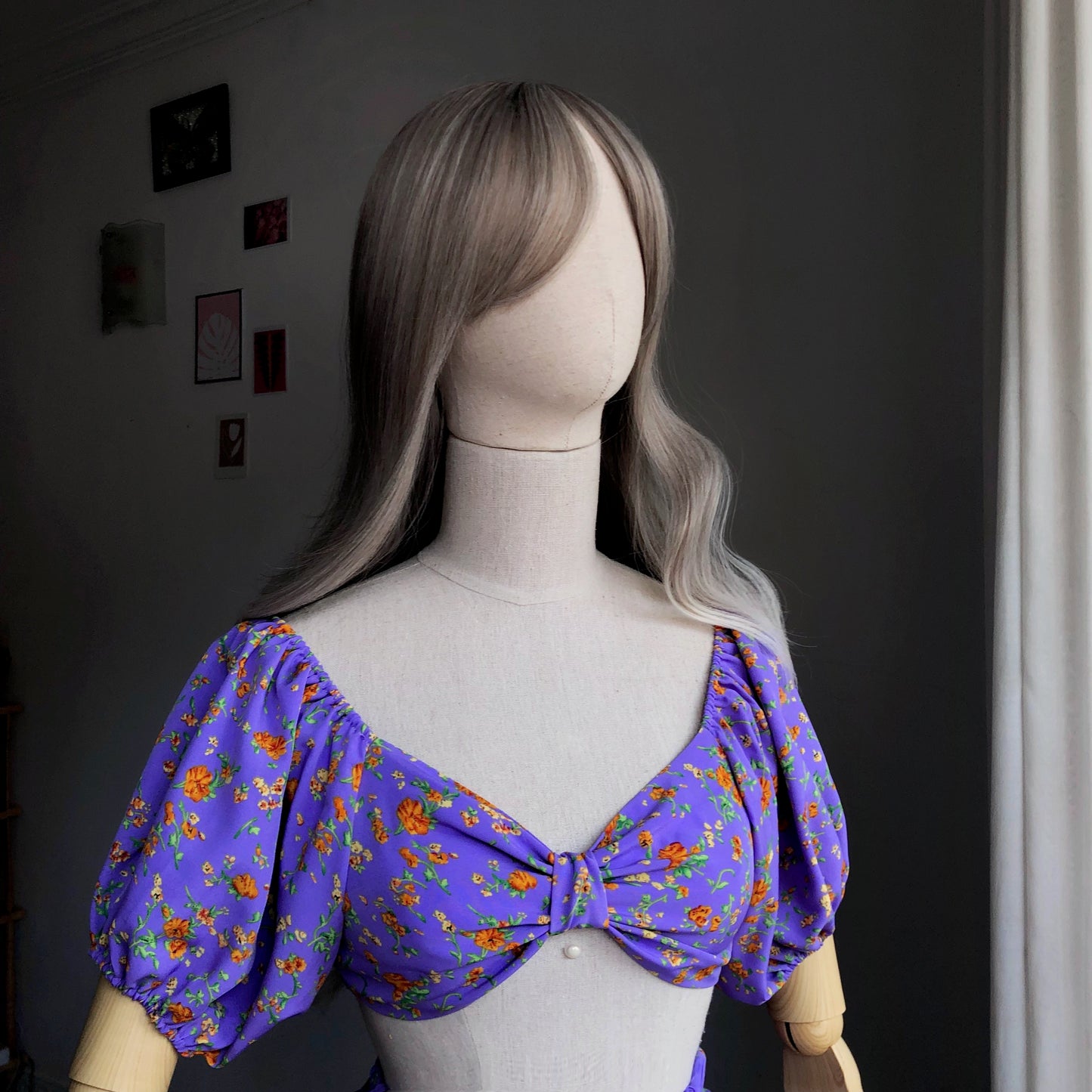 Floral Girl Lavender Puffy Sleeves Two Piece Set