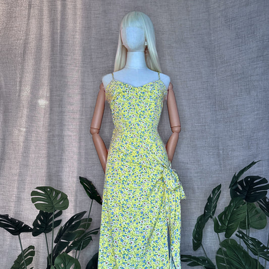 Floral Girl Layered Yellow Wrap Dress