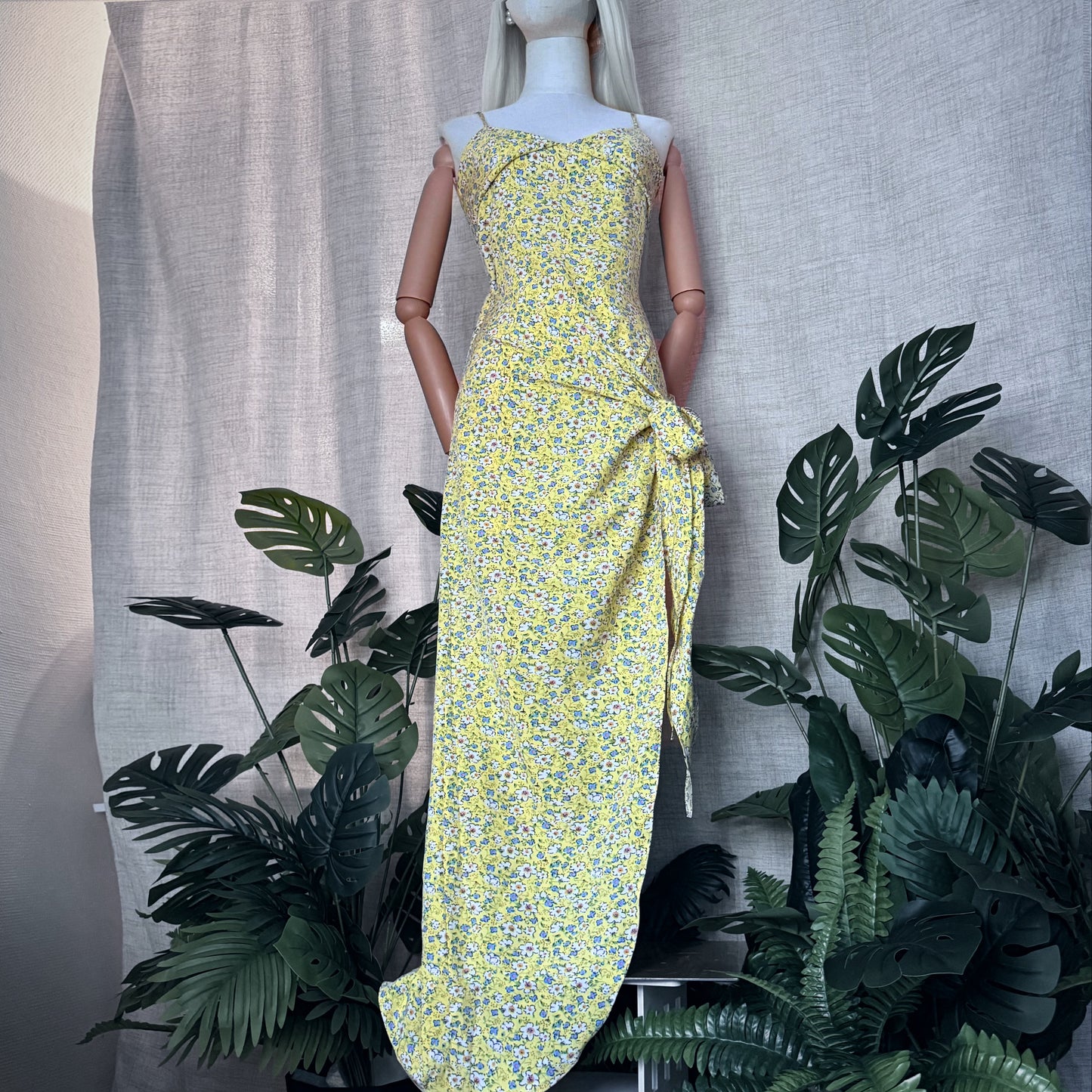 Floral Girl Layered Yellow Wrap Dress