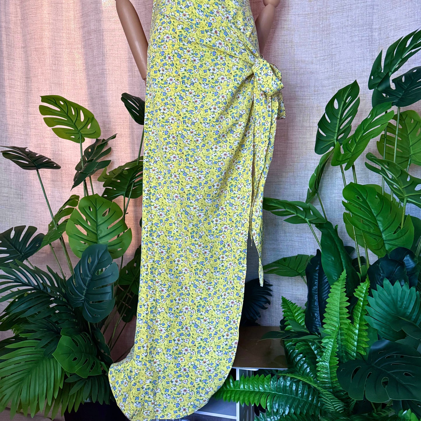 Floral Girl Layered Yellow Wrap Dress